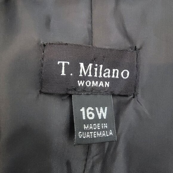 T Milano Blazer Womens Jacket Sz 16W Black Business Career NEW NWT - Picture 2 of 12